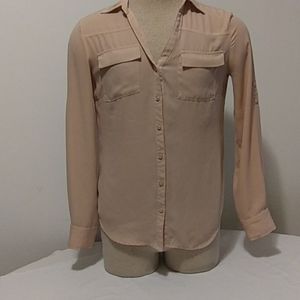 New york &company nude color botton down
